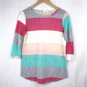 4/$25 Flamingo Urban Striped 3/4 Sleeve Knit Sweater S
